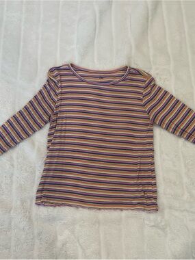 SO Girls' Striped Long-Sleeve Top - Purple, Pink, Yellow, Green, Blue